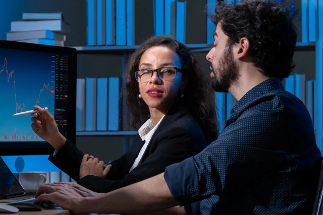 Man and woman discussing